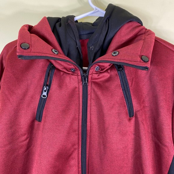 New Hooded Jacket Slim Fit Turtleneck Fleece Zip Up Hoodie Outerwear Men’s 2XL - Picture 8 of 11